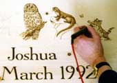 At work on pyrography commission